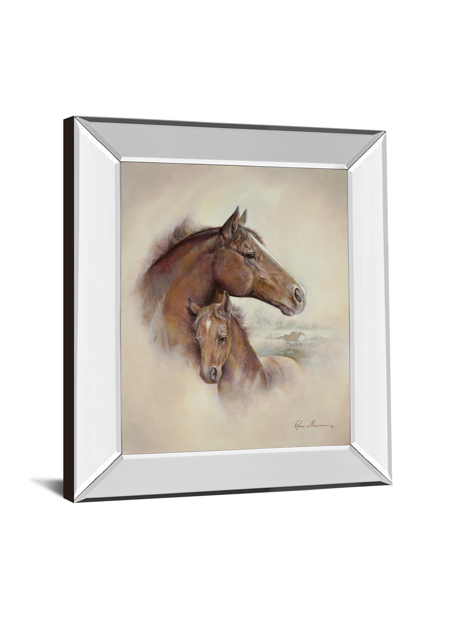 Race Horse Il By Ruane Manning - Mirror Framed Print Wall Art - Dark Brown Classy Art