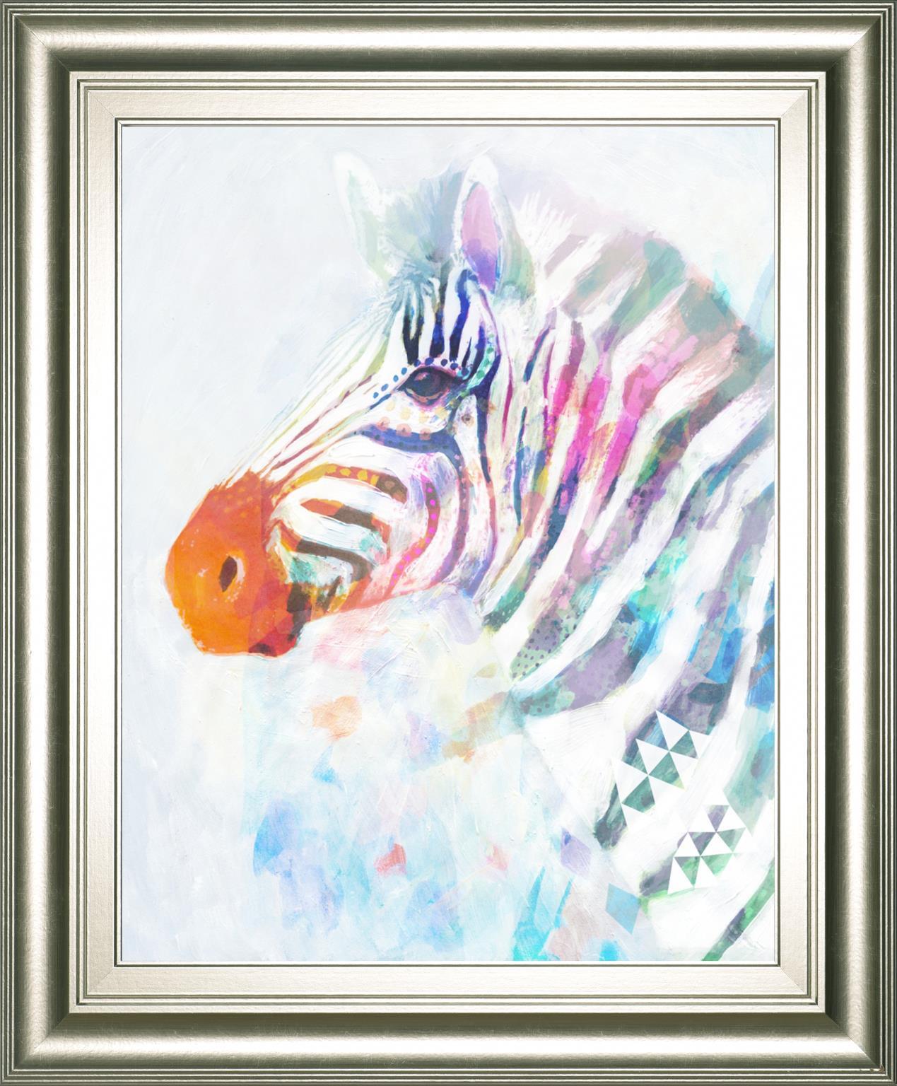 22x26 Fluorescent Zebra I By Victoria Borges - Orange Classy Art