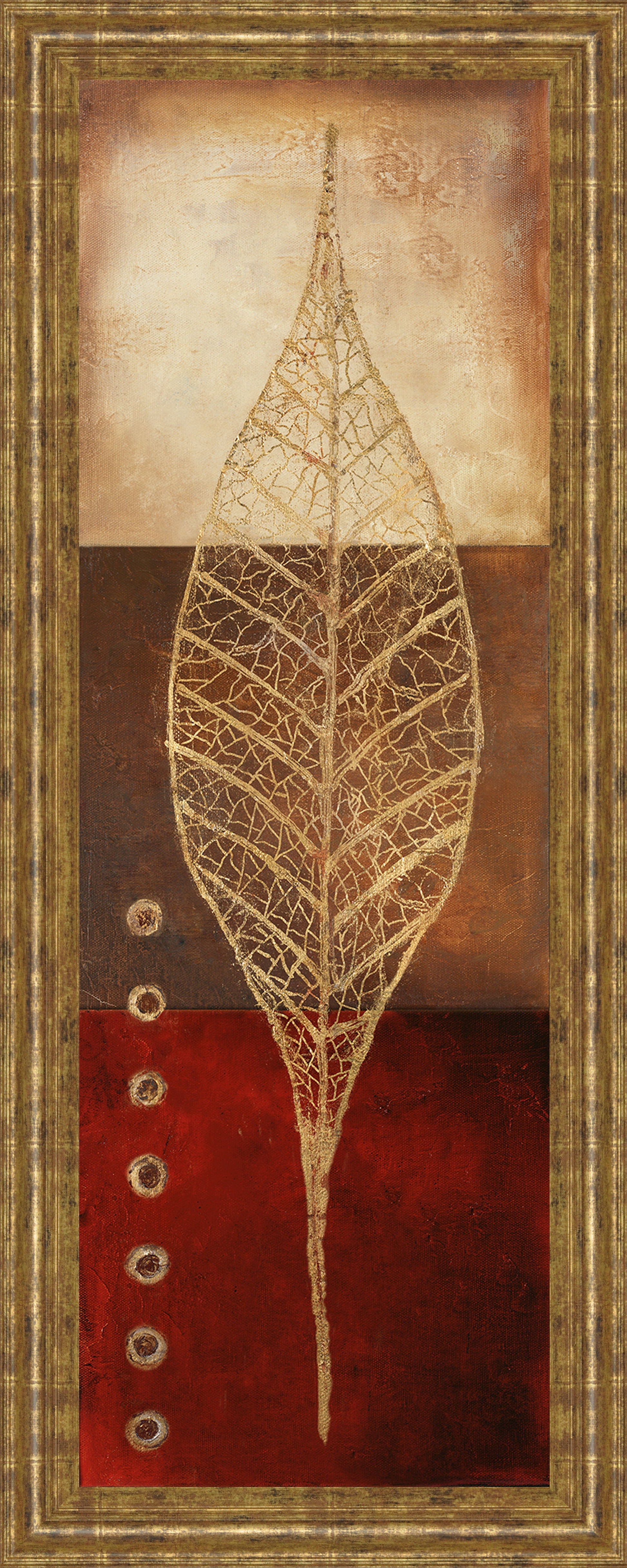 Fossil Leaves Il By Patricia Pinto - Framed Print Wall Art - Red Classy Art