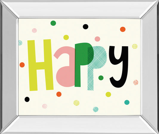 Happy By Sophie Ledesma - Mirror Framed Print Wall Art - White Classy Art