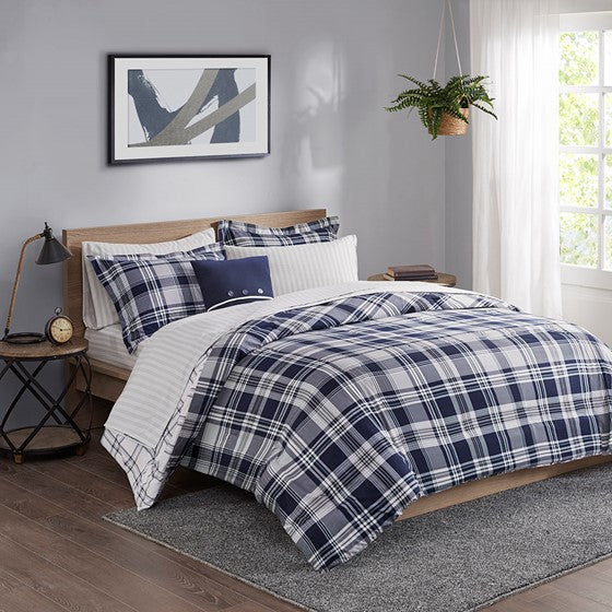 6 Piece Comforter Set with Bed Sheets Navy Twin Olliix.com