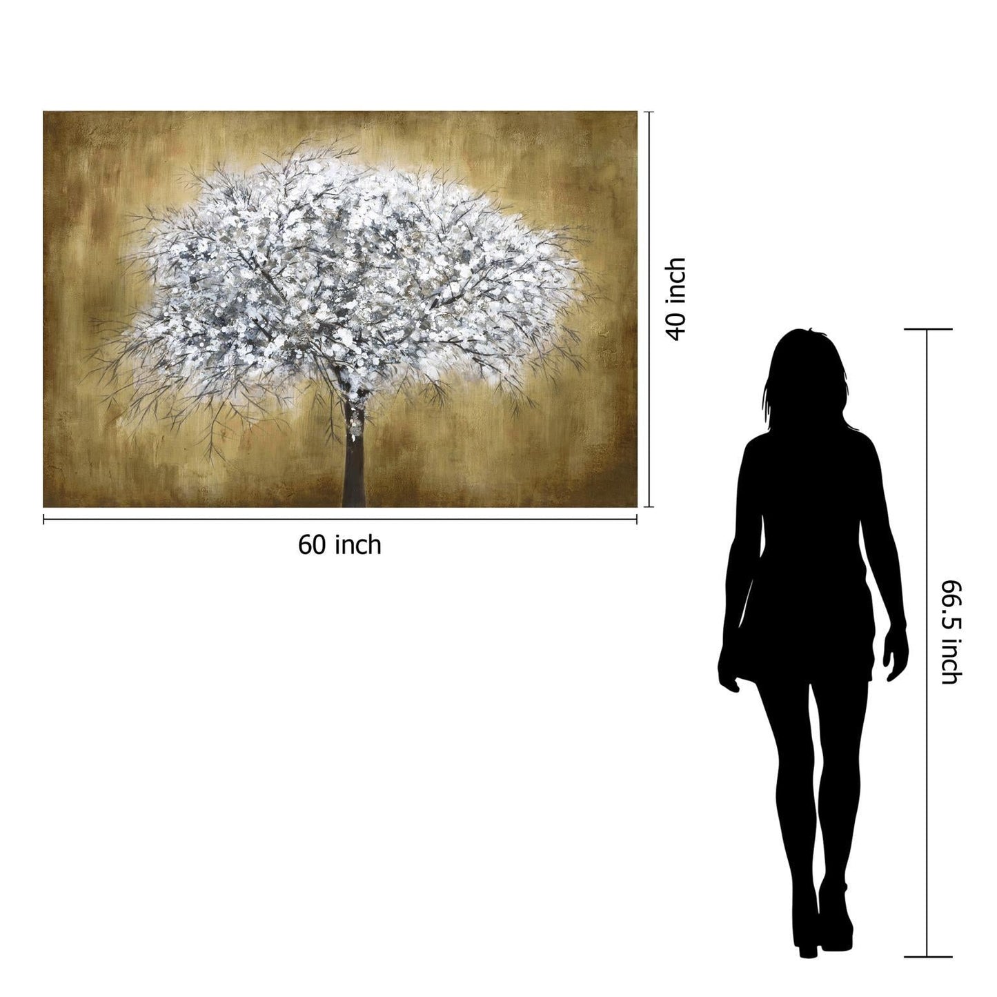 Tempered Glass Plus Foil Blooming Tree - Light Brown Classy Art