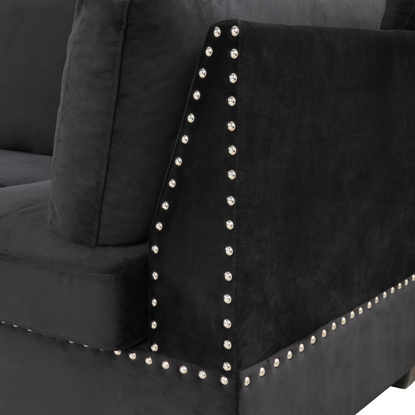 104.5" Reversible Sectional Sofa Space Saving with Storage Ottoman Rivet Ornament L-
shape Couch for Small or Large Space Dorm Apartment,Black(Old:SG000406AAA) House to Home Furnishings LLC