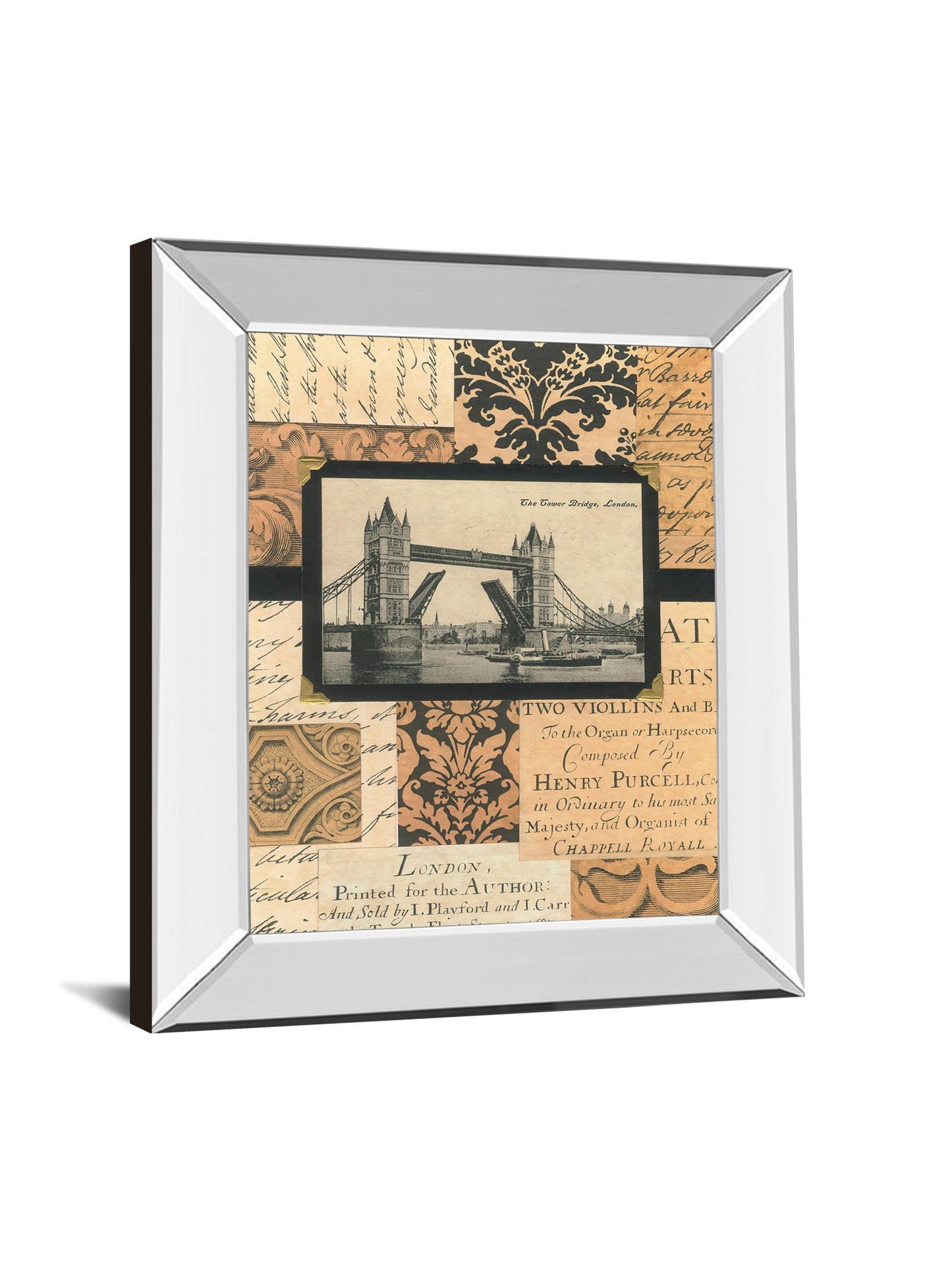 Travel Collage Il By Gillian Fullard Mirror Framed Print Wall Art - Beige Classy Art