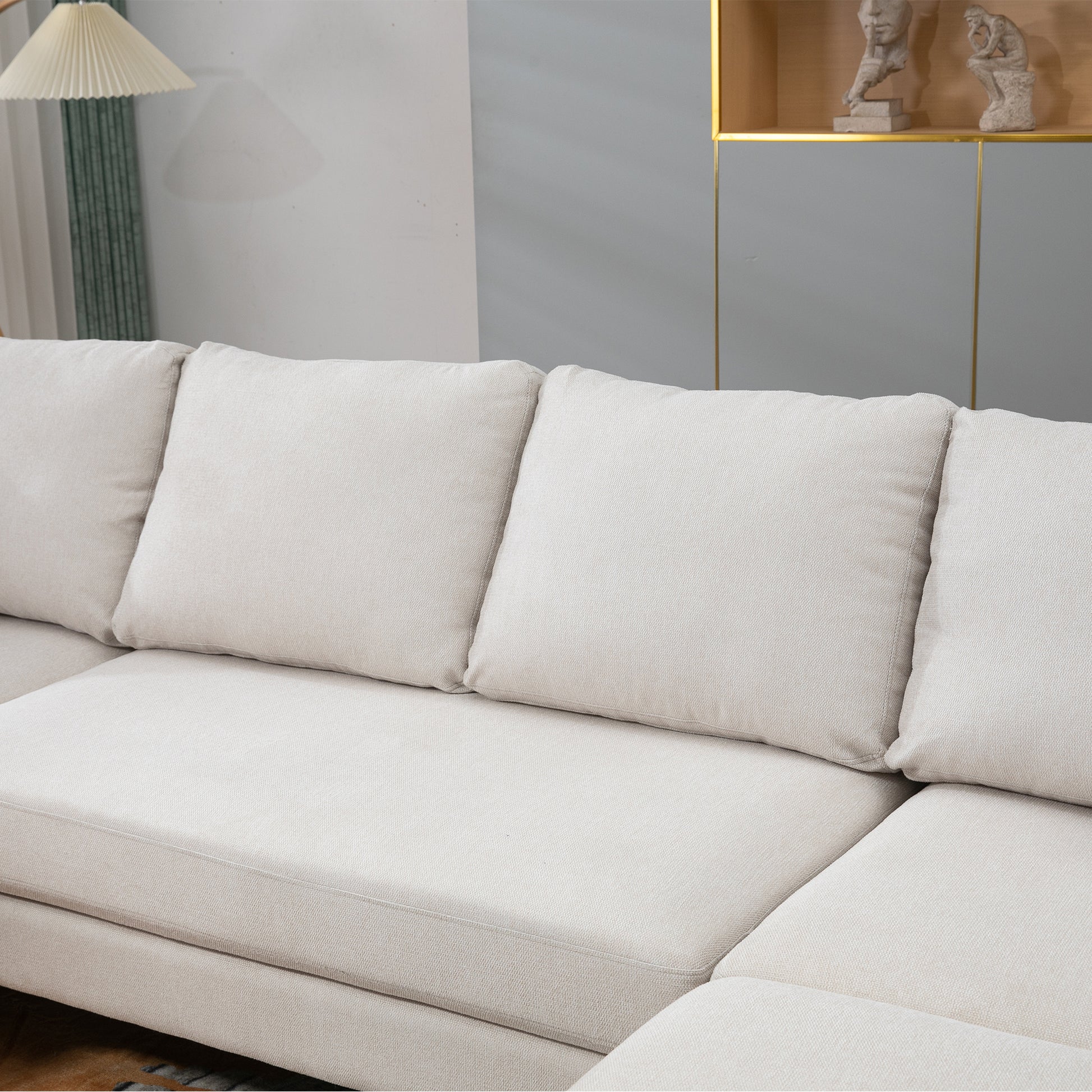 Estella 110'' Wide Reversible Left or Right Chaise of Sectional Sofa U-Shape Convertible Sofa Couch 4-Seat Couch with Chaise Lounge Upholstered for Living Room, Apartment, Office, Beige Polyester Blend House to Home Furnishings LLC