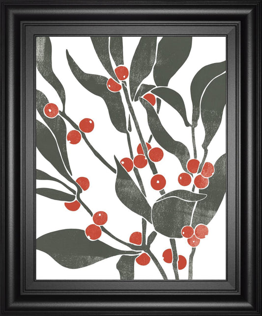 22x26 Colorblock Berry Branch II By Emma Scarvey - Red Classy Art