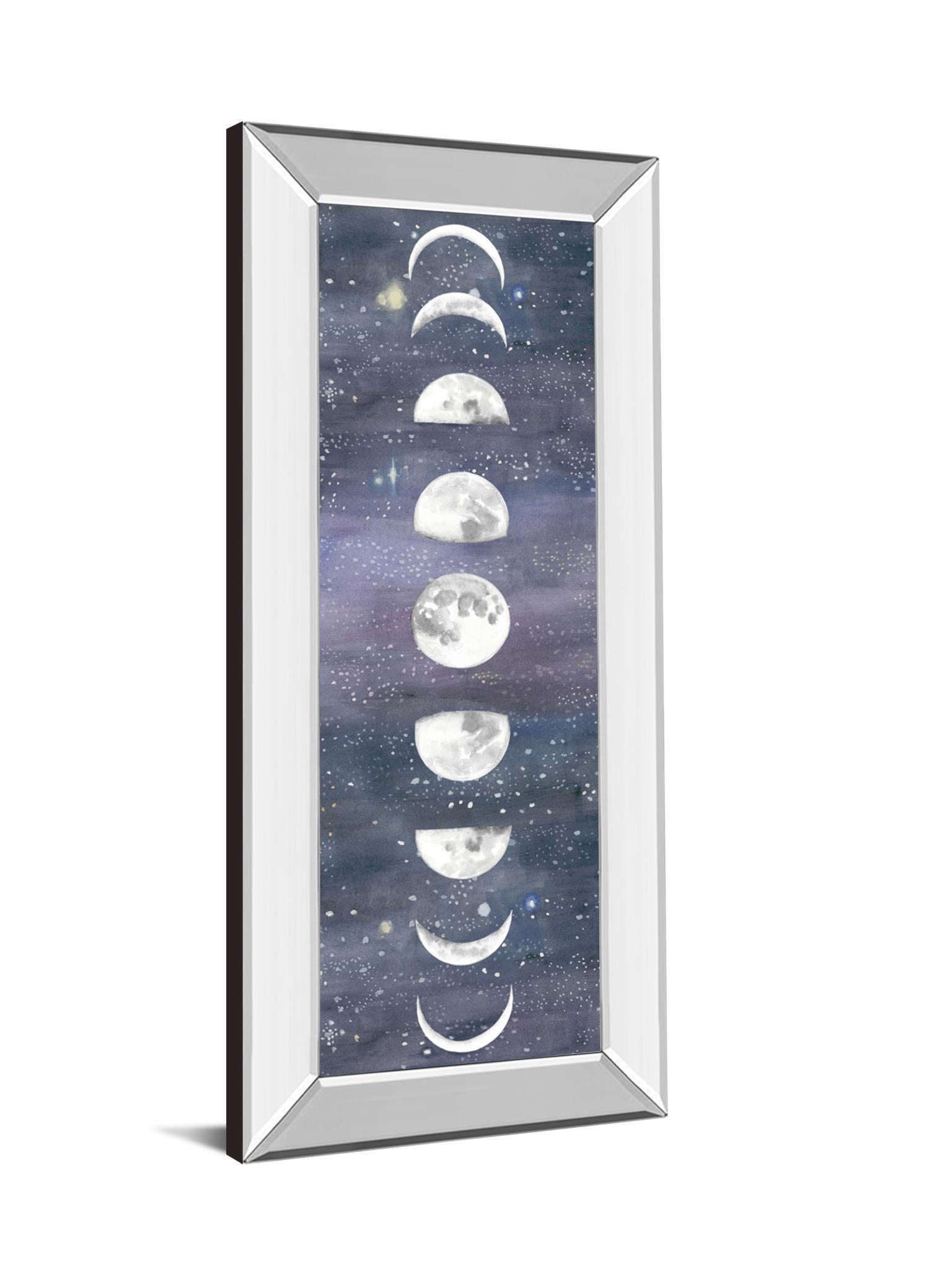 Moon Chart Il By Naomi Mccavitt - Mirror Framed Print Wall Art - Blue Classy Art