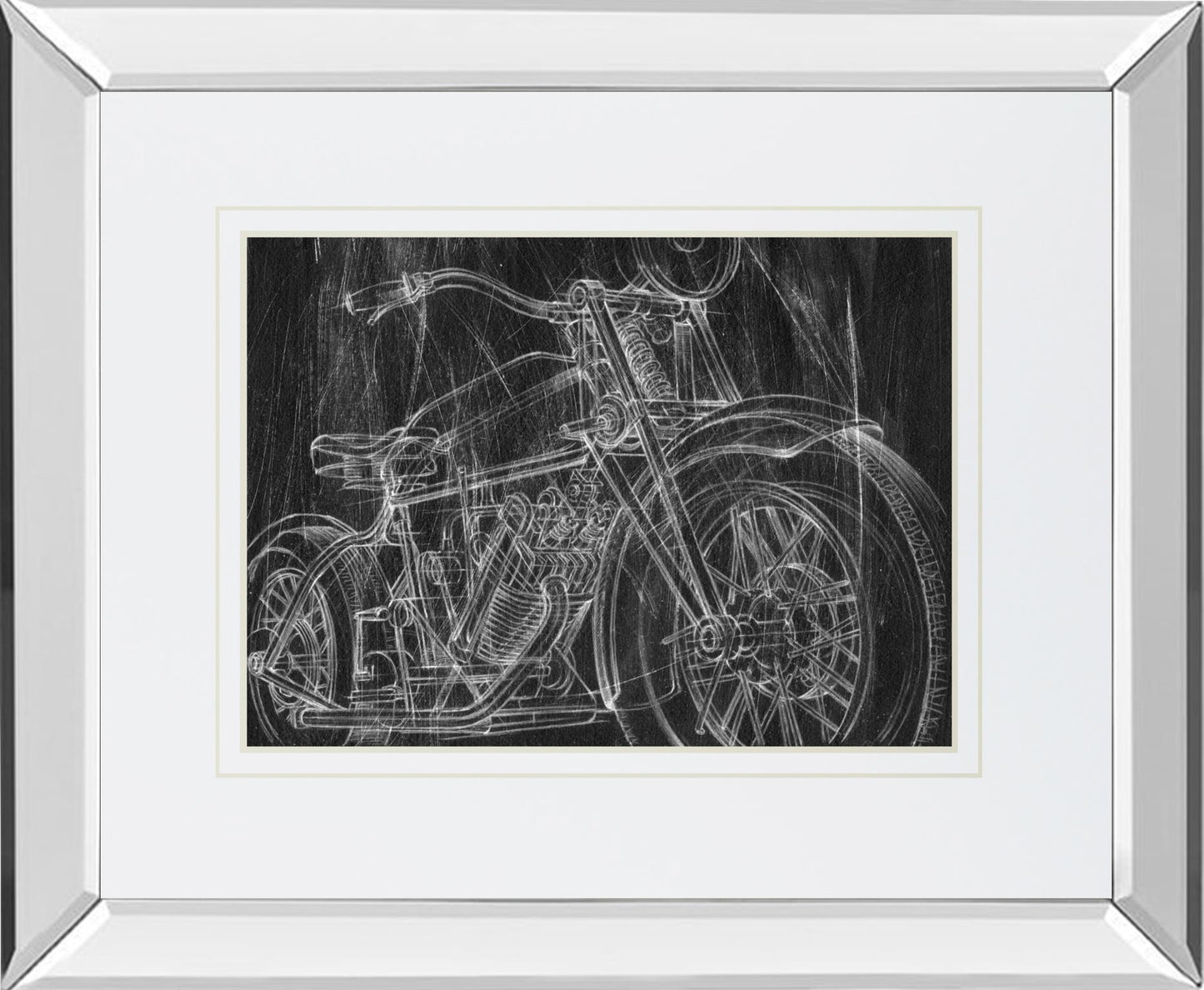 Motorcycle Mechanical Sketch I By Ethan Harper - Black Classy Art