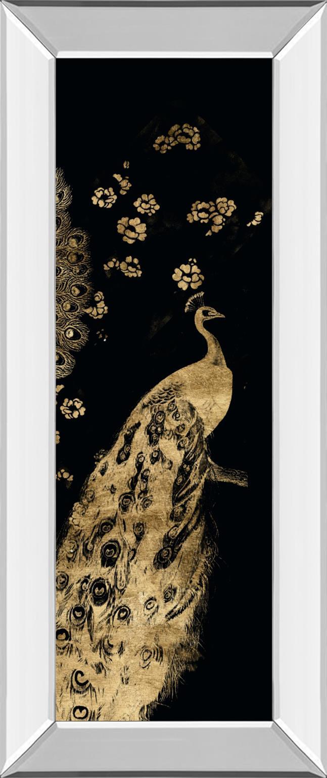 Gilded Peacock Triptych III By Jennifer Goldberger - Black Classy Art