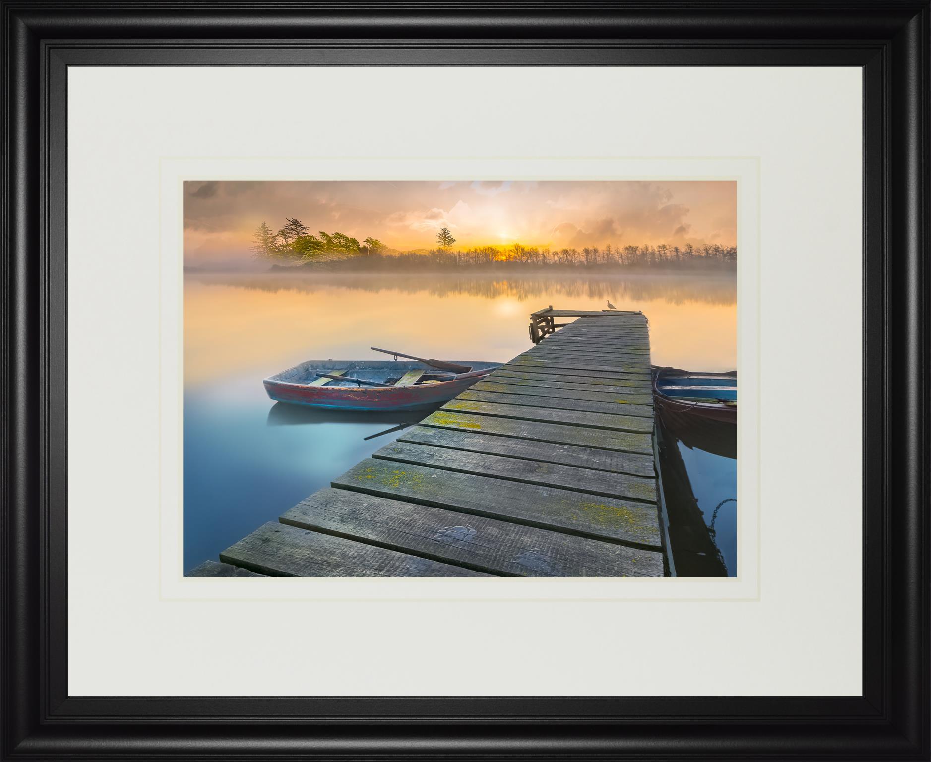 34x40 Weathered Pier By Mike Calascibetta - Beige Classy Art