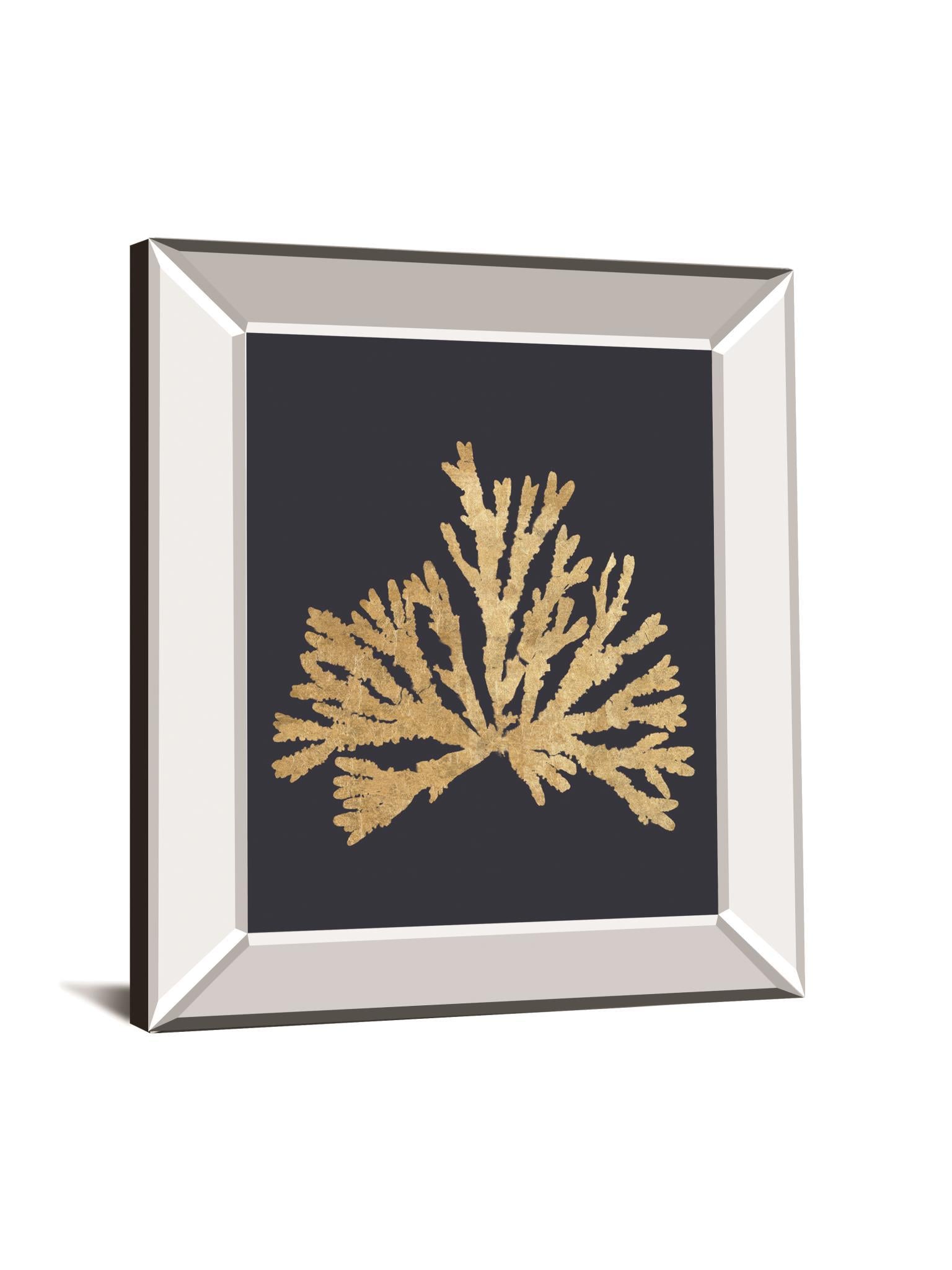 Pacific Sea Mosses IV Indigo By Wild Apple Portfolio - Mirror Framed Print Wall Art - Black Classy Art