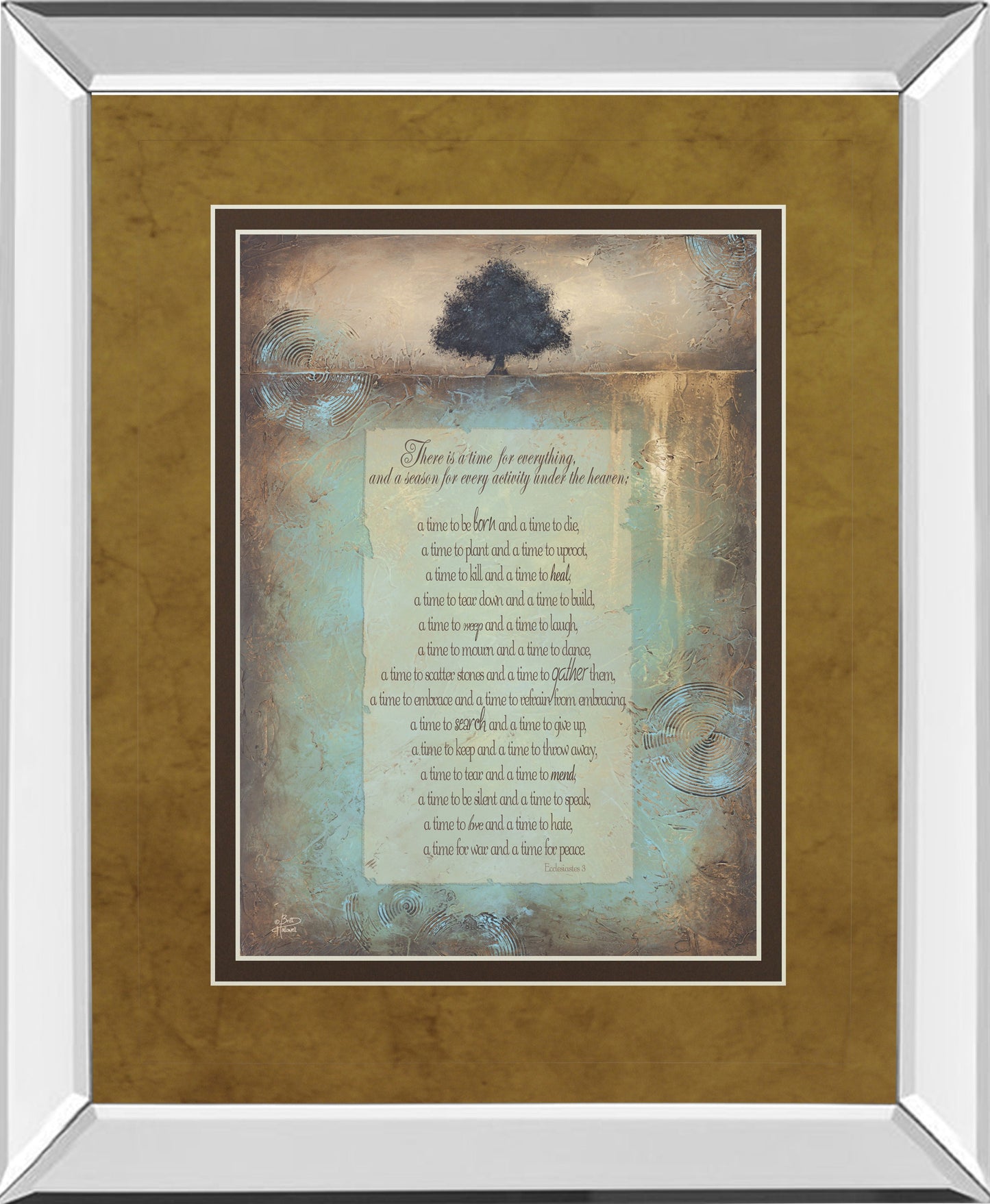 Time For Everything By Brit Hallowell - Mirror Framed Print Wall Art - Blue Classy Art