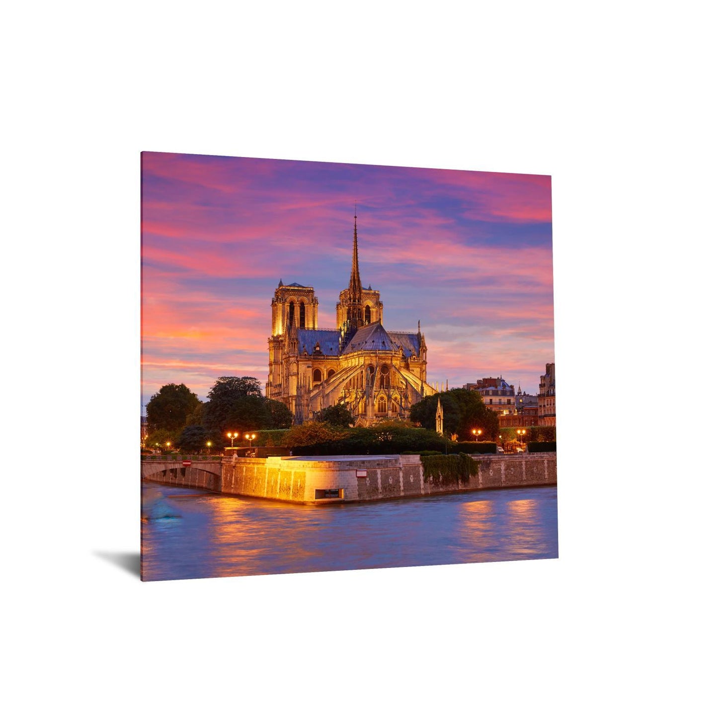 Temp Glass With Foil - Notre Dame Cahedral 2 - Purple Classy Art