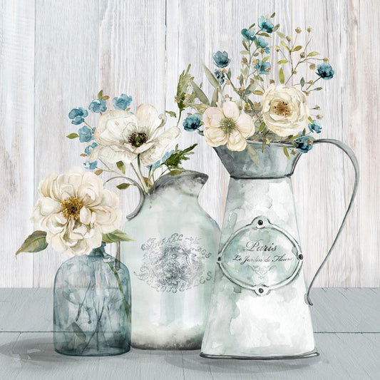 French Garden Flowers I By Carol Robinson - Pearl Silver Classy Art