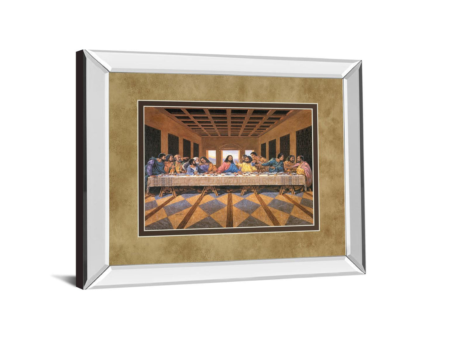 Last Supper (African American) - Mirror Framed Print Wall Art - Dark Brown Classy Art