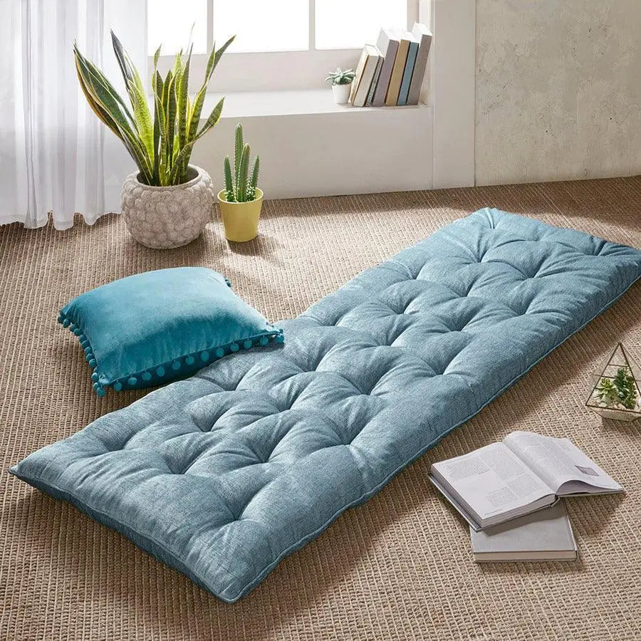 Edelia Poly Chenille Lounge Floor Pillow Cushion Aqua Olliix.com