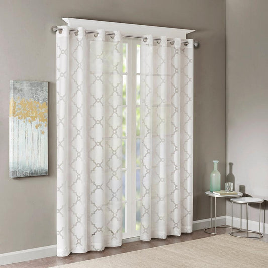 Eden 63 H Fretwork Burnout Sheer Panel White Olliix.com