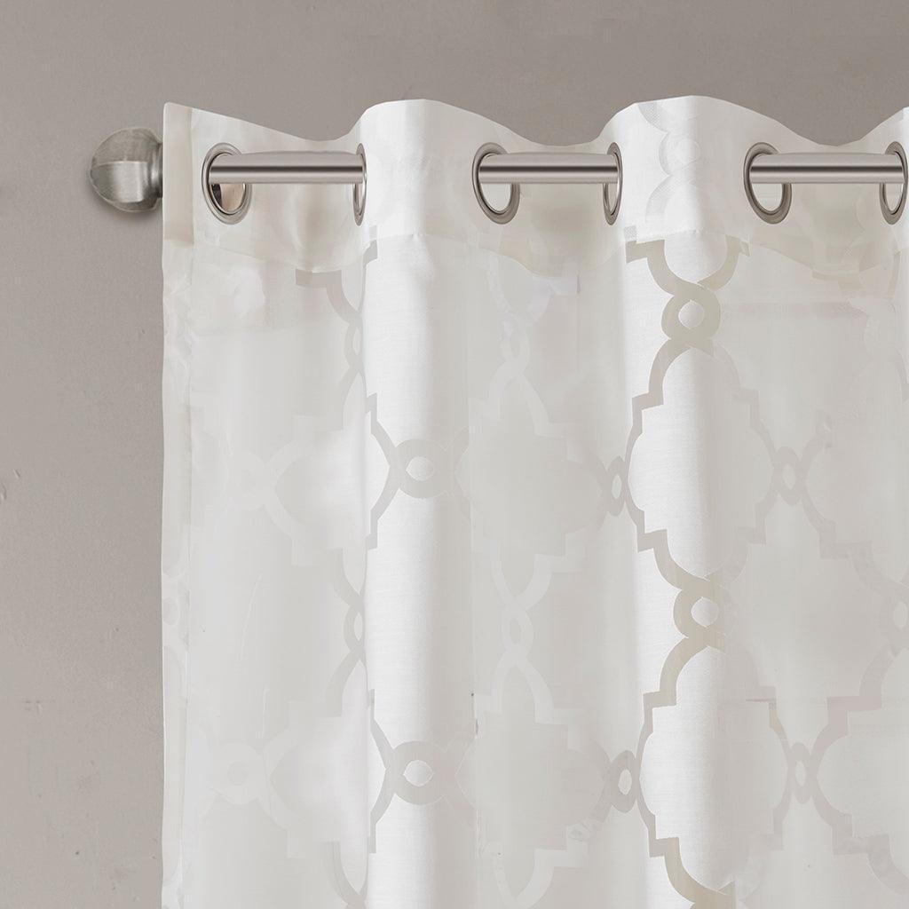 Eden 63 H Fretwork Burnout Sheer Panel White Olliix.com