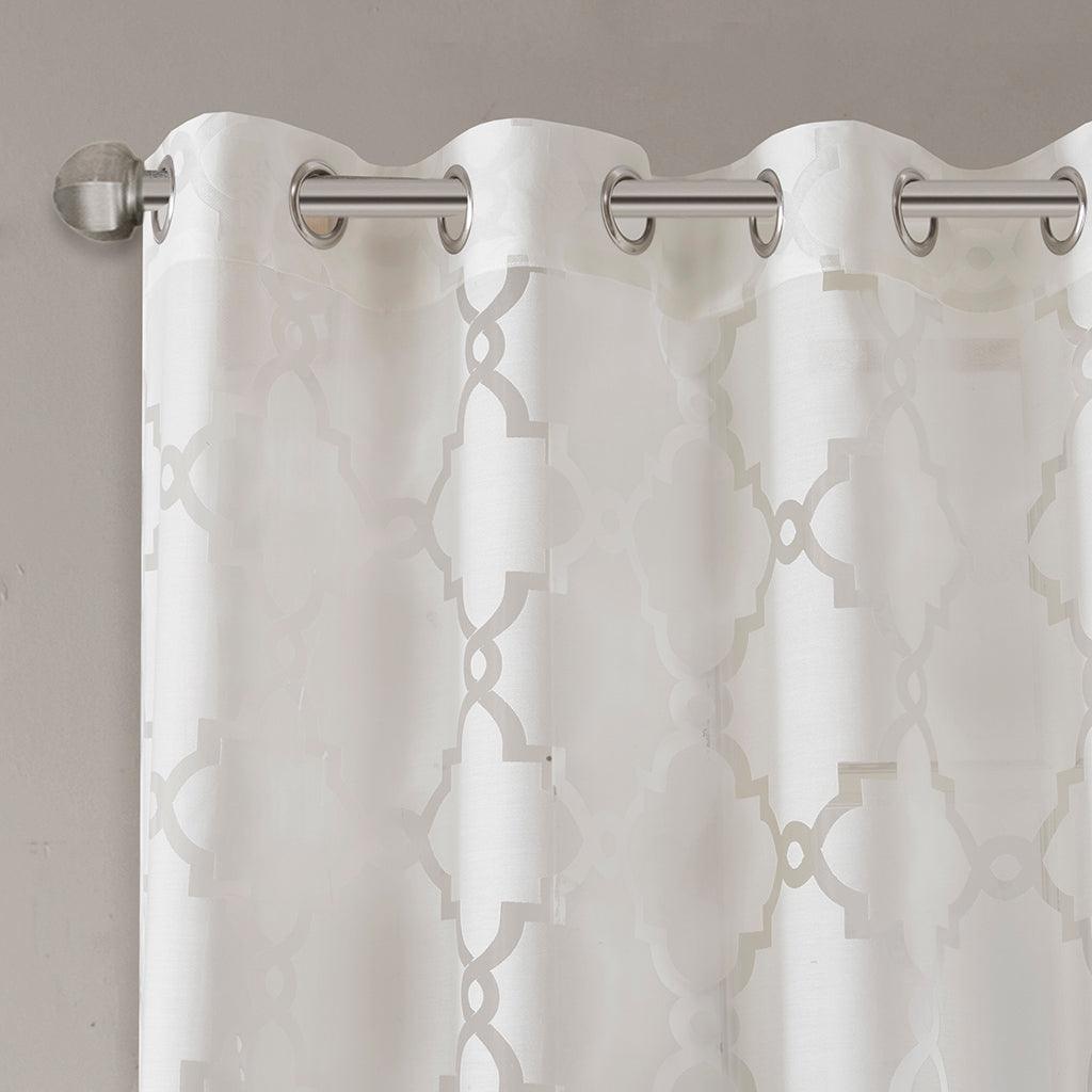 Eden 63 H Fretwork Burnout Sheer Panel White Olliix.com