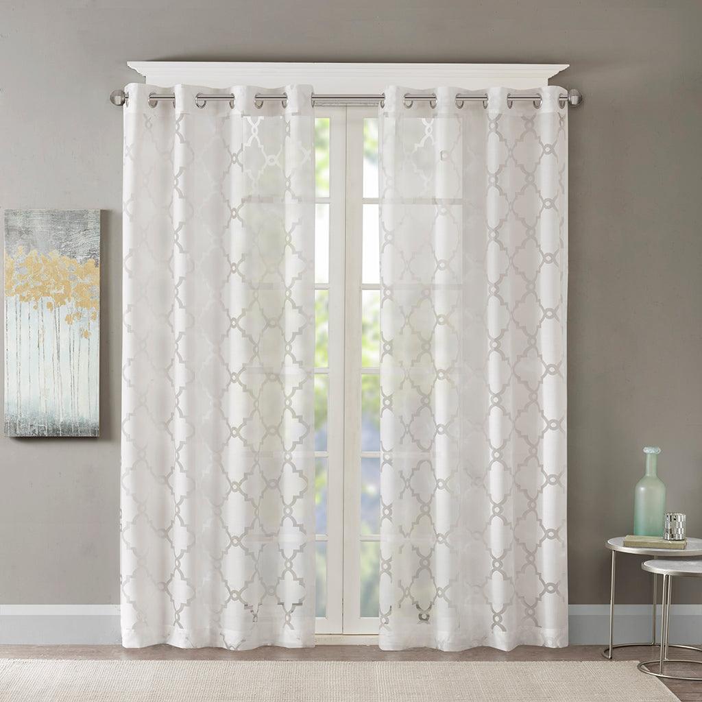 Eden 63 H Fretwork Burnout Sheer Panel White Olliix.com