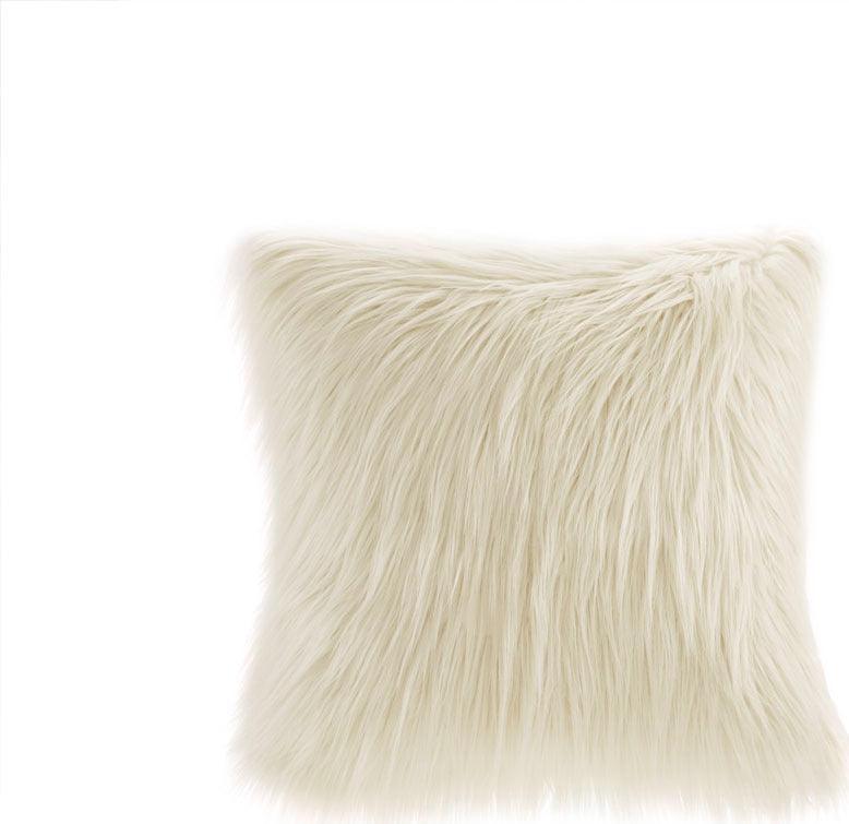 Edina Contemporary Faux Fur Square Pillow 20"W x 20"L Natural Olliix.com