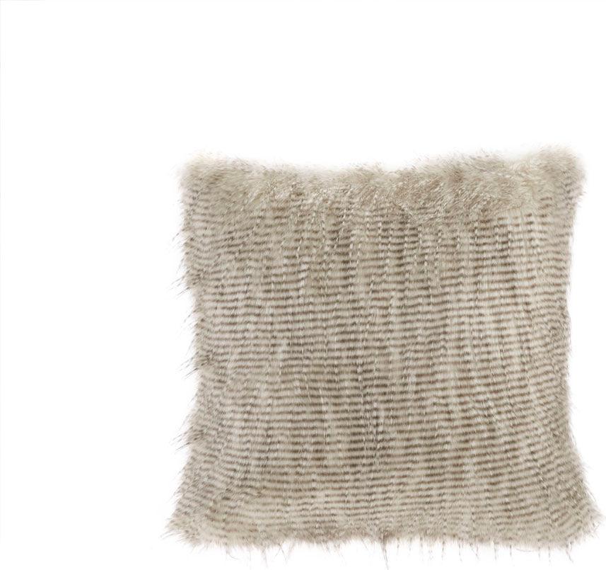 Edina Contemporary Faux Fur Square Pillow 20"W x 20"L Natural Olliix.com