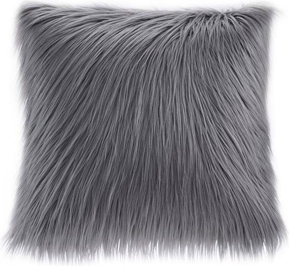 Edina Modern & Contemporary Faux Fur Square Pillow 20"W x 20"L Gray Olliix.com