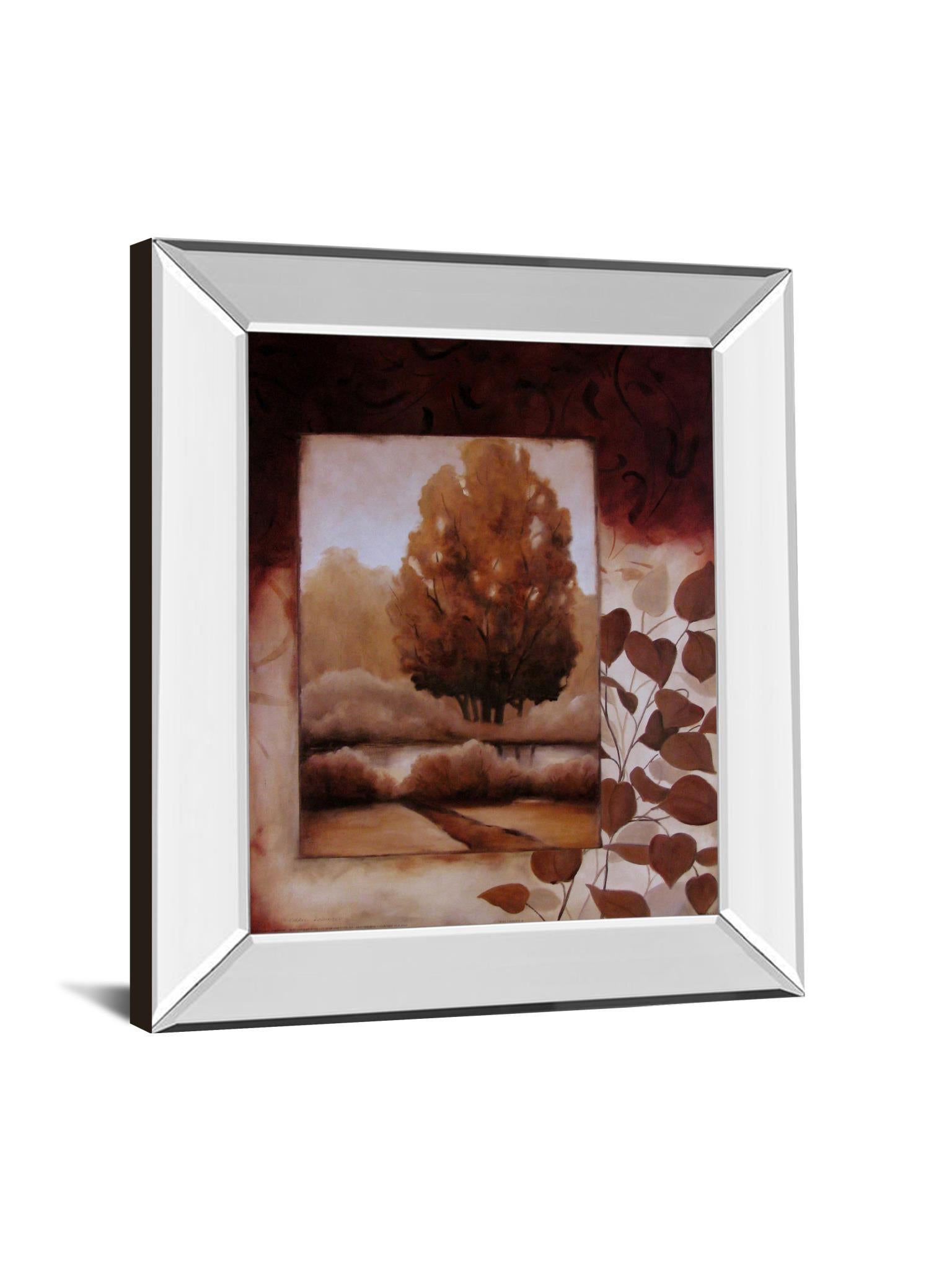 Fall Vignette Il By Carol Robinson - Mirror Framed Print Wall Art - Dark Brown Classy Art