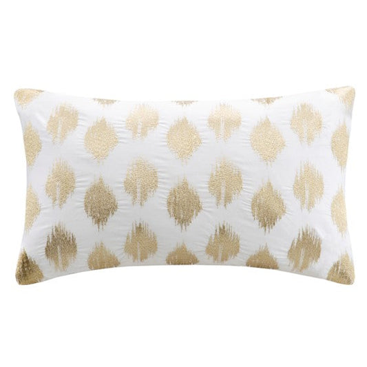 Metallic Gold Embroidery Oblong Pillow Gold Olliix.com