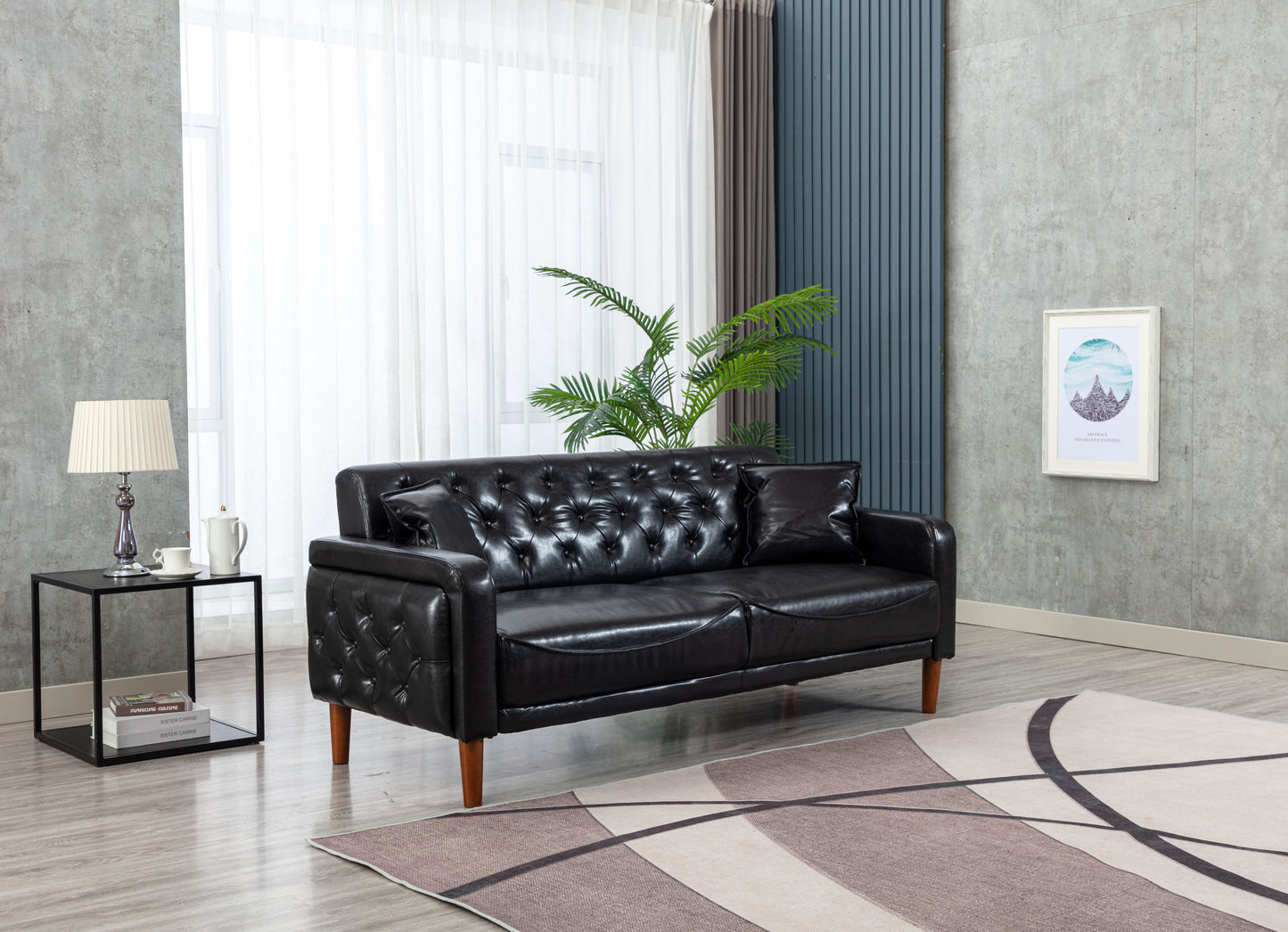 2047 Black Faux Leather Sofa House to Home Furnishings LLC