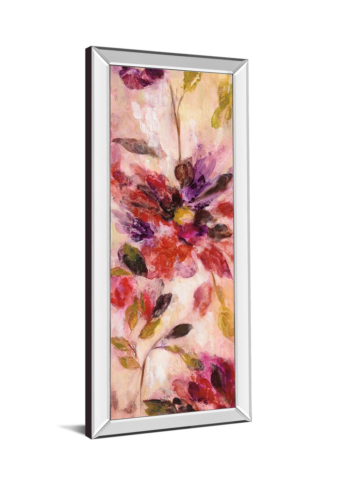 Exuberant Florals I By Silvia Vassileva - Mirrored Frame Wall Art - Pink Classy Art