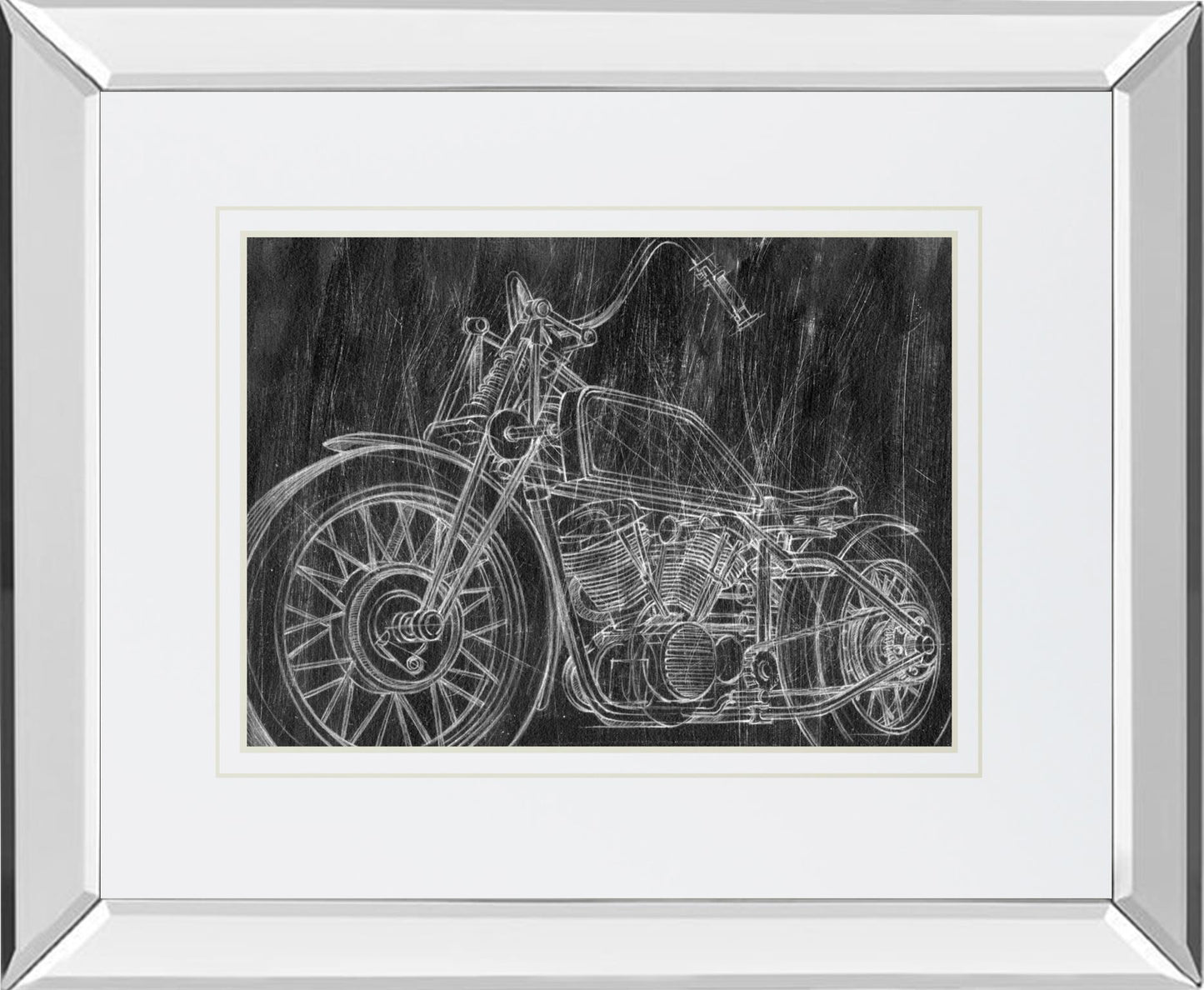 Motorcycle Mechanical Sketch II By Ethan Harper - Black Classy Art