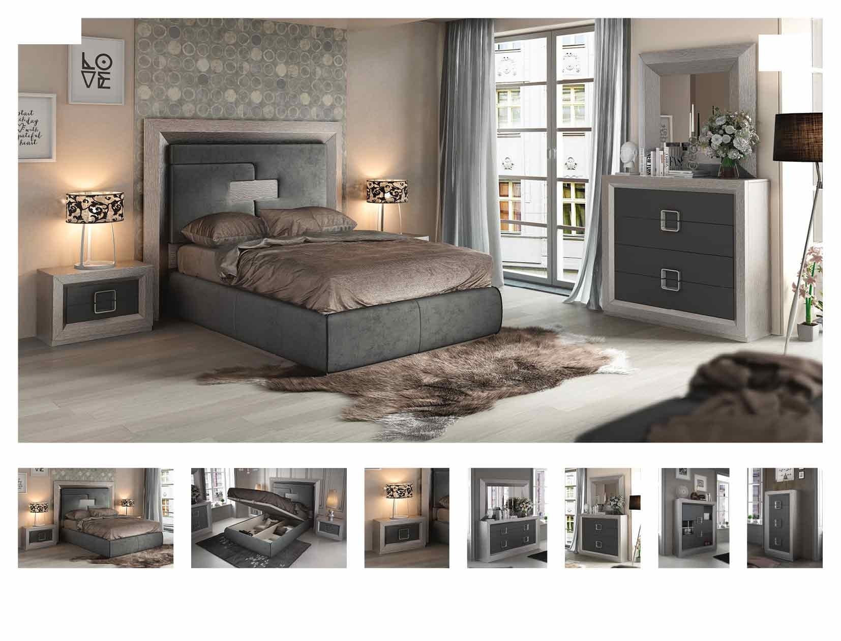 ESF Furniture - Enzo 4 Piece King Bedroom Set with Storage Kit in Grey - ENZOSTORAGEKITKS-4SET ESF Furniture