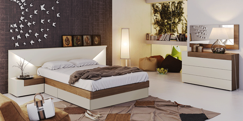 ESF Furniture - Elena 5 Piece Bedroom Queen with Storage Bed Set in Walnut - ELENASTORAGEKITQ.S-5SET ESF Furniture