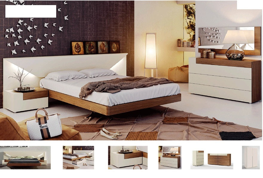 ESF Furniture - Elena 3 Piece Bedroom Queen Bed Set in Walnut - ELENABEDQ.S-3SET ESF Furniture