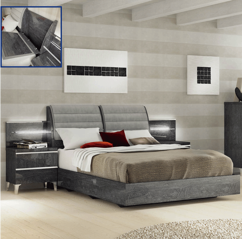 ESF Furniture - Elite Modern Eastern King Bed in Glossy Dark Gray - ELITEBEDK.S ESF Furniture