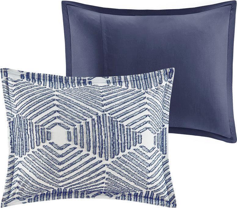 Ellipse Coastal Cotton Jacquard Comforter Set Navy Full/Queen Olliix.com