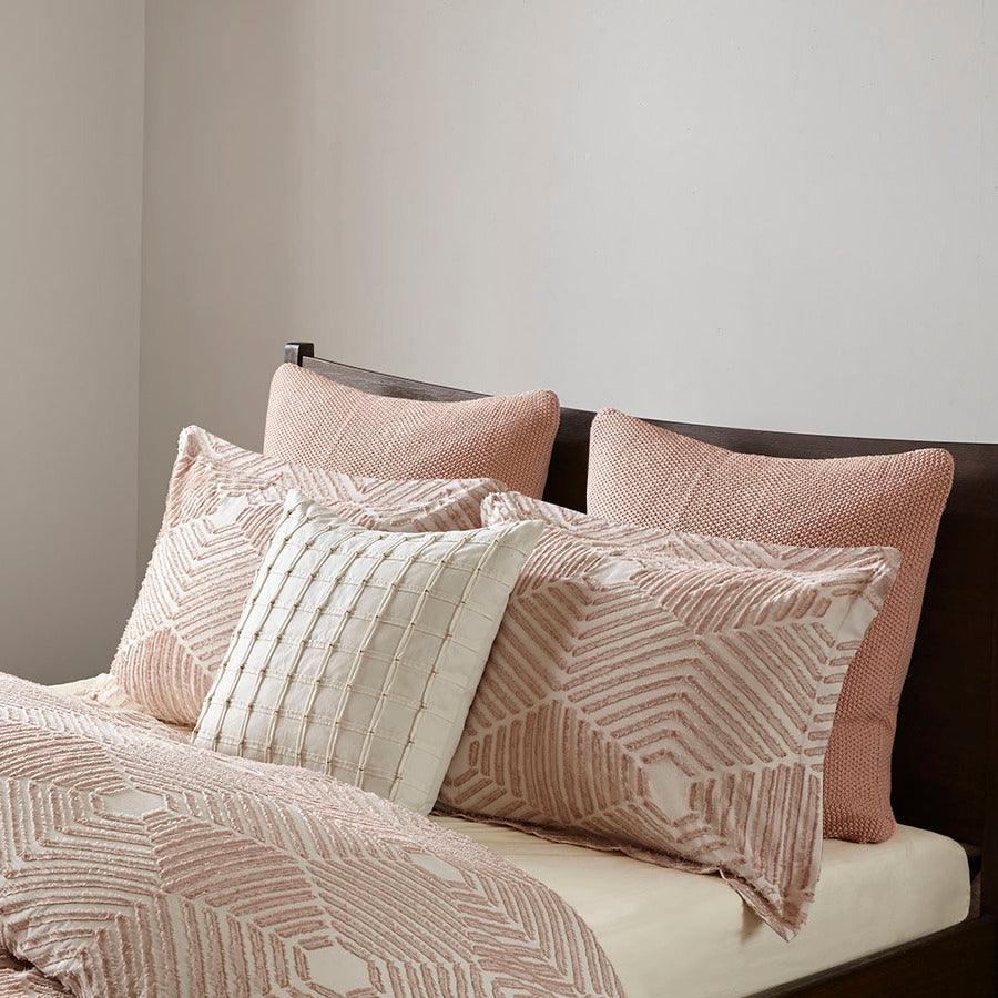 Ellipse Cotton Jacquard Comforter Set Blush Full/Queen Olliix.com