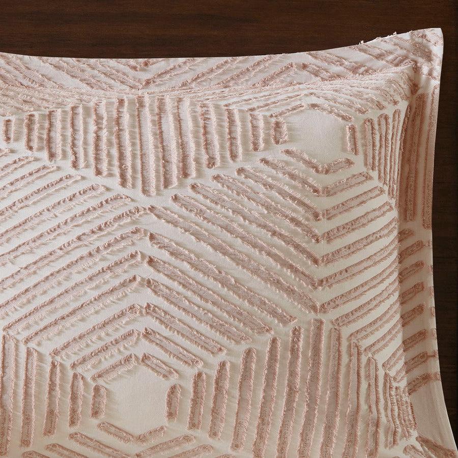 Ellipse Cotton Jacquard Comforter Set Blush Full/Queen Olliix.com