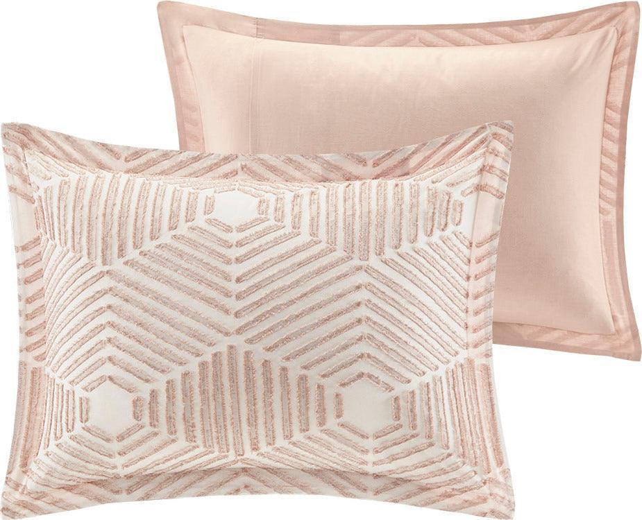 Ellipse Cotton Jacquard Comforter Set Blush Full/Queen Olliix.com