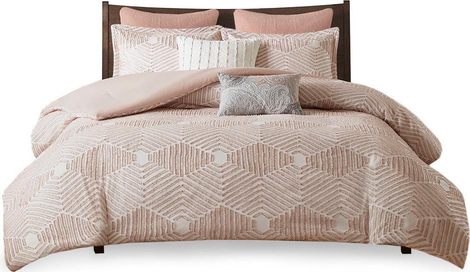 Ellipse Transitional Cotton Jacquard Comforter Set Blush King Olliix.com