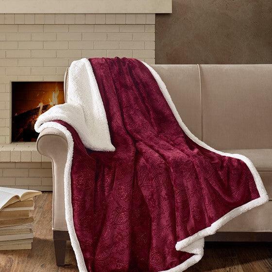 Elma Throw  Burgundy Olliix.com