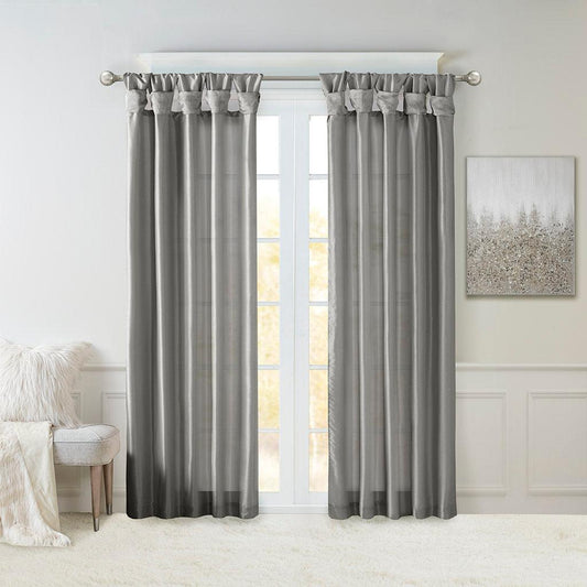 Emilia 108" Twist Tab Window Curtain Collection Charcoal Olliix.com