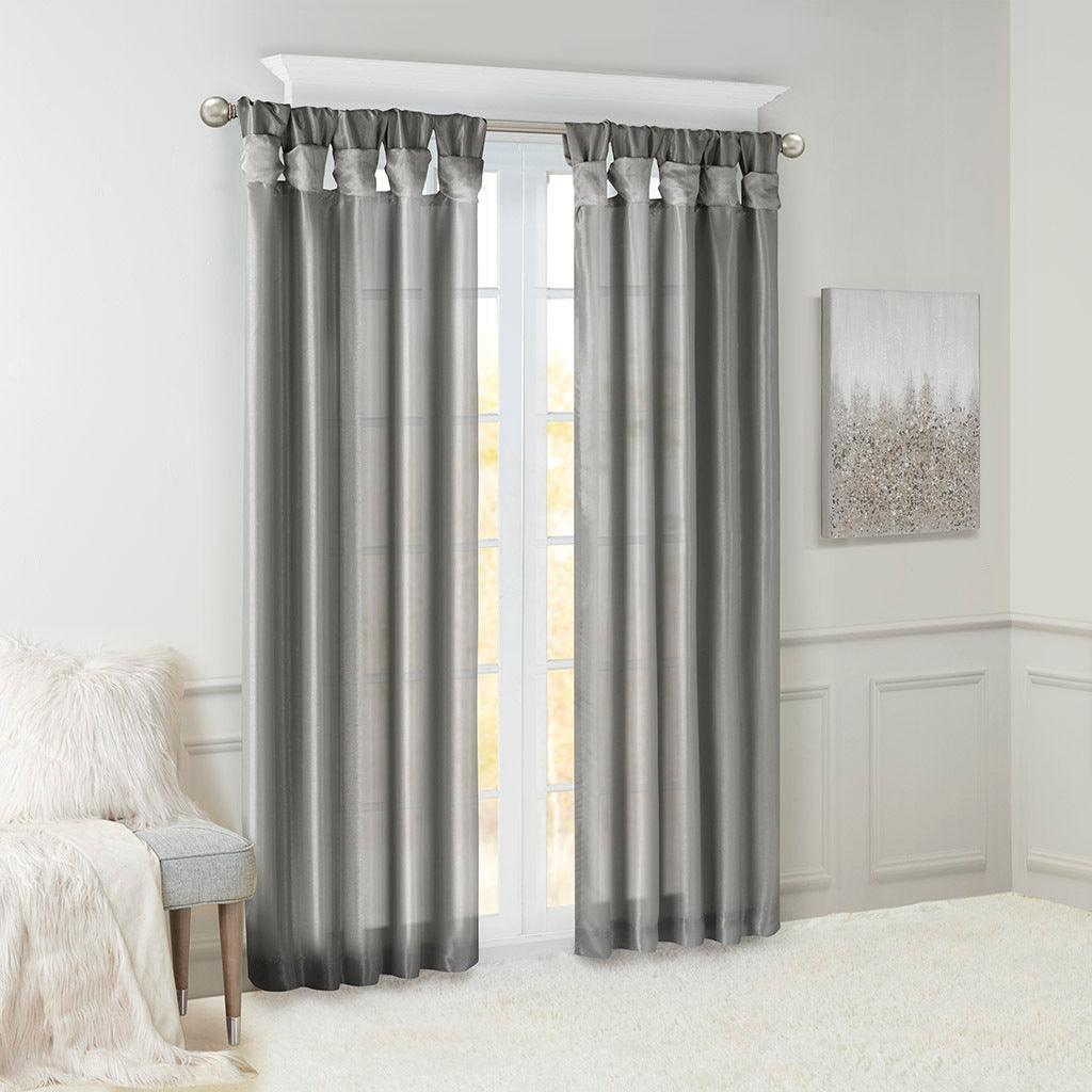 Emilia 108" Twist Tab Window Curtain Collection Charcoal Olliix.com