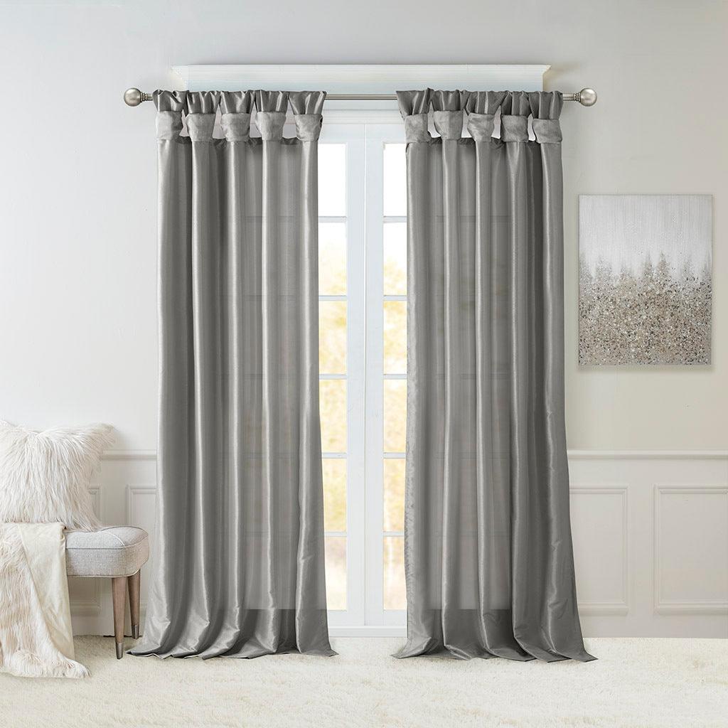 Emilia 108" Twist Tab Window Curtain Collection Charcoal Olliix.com