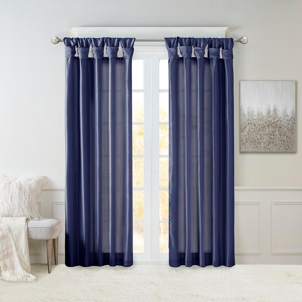 Emilia 108" Twist Tab Window Curtain Collection Navy Olliix.com