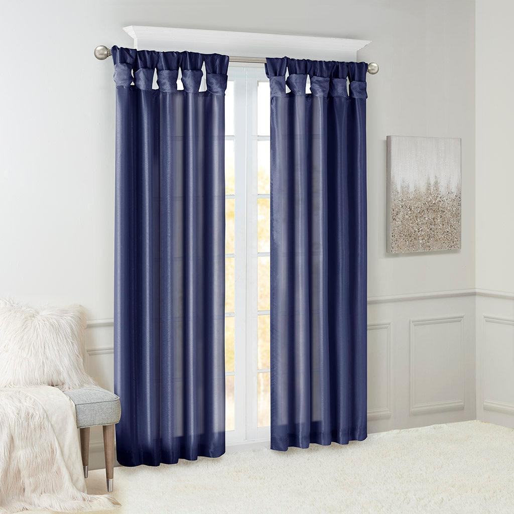 Emilia 108" Twist Tab Window Curtain Collection Navy Olliix.com