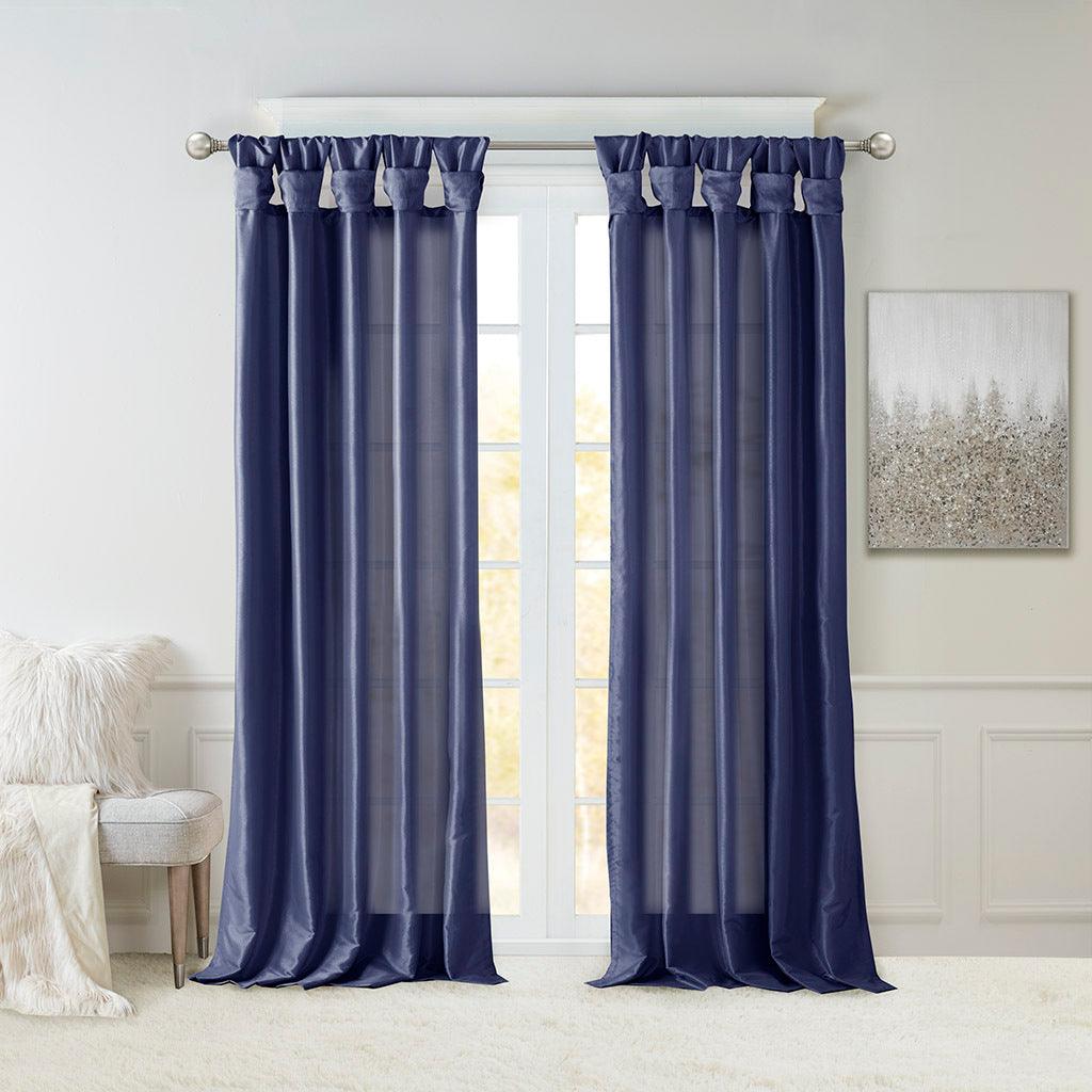 Emilia 108" Twist Tab Window Curtain Collection Navy Olliix.com