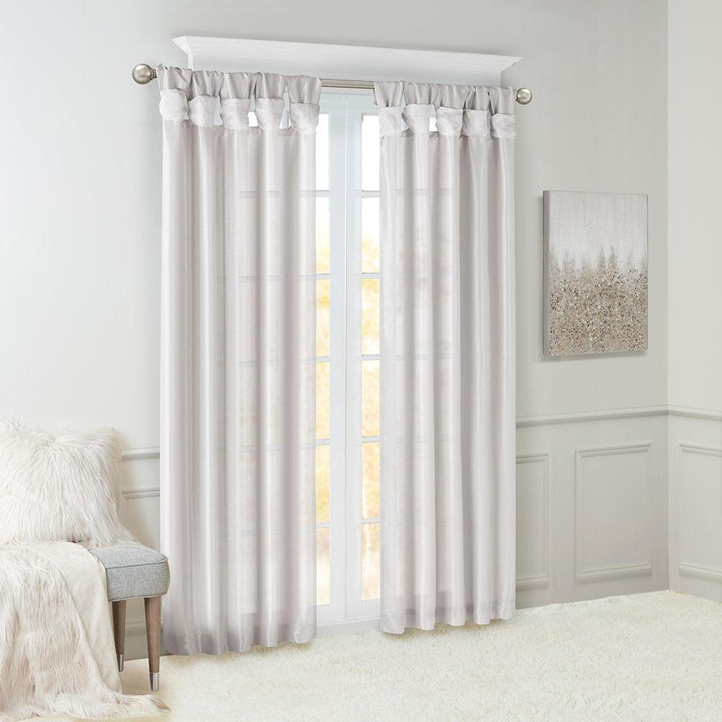 Emilia 108" Twist Tab Window Curtain Collection Silver Olliix.com