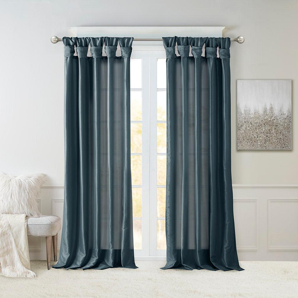 Emilia 108" Twist Tab Window Curtain Collection Teal Olliix.com